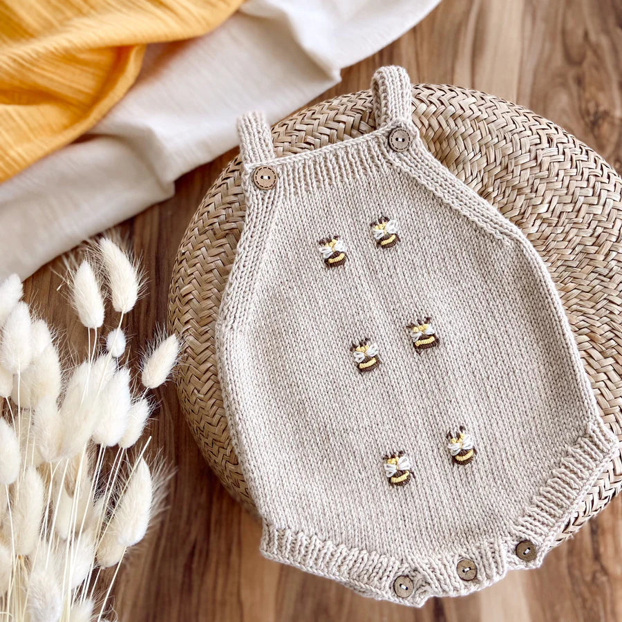 Knit Bee Romper - Beige