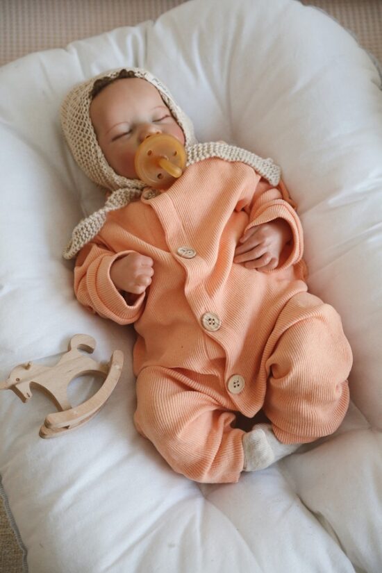 Organic Cotton Front Button Jumpsuit - Salmon