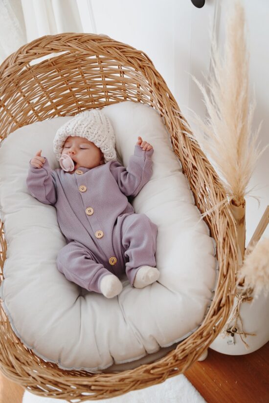 Organic Cotton Front Button Jumpsuit - Lilac
