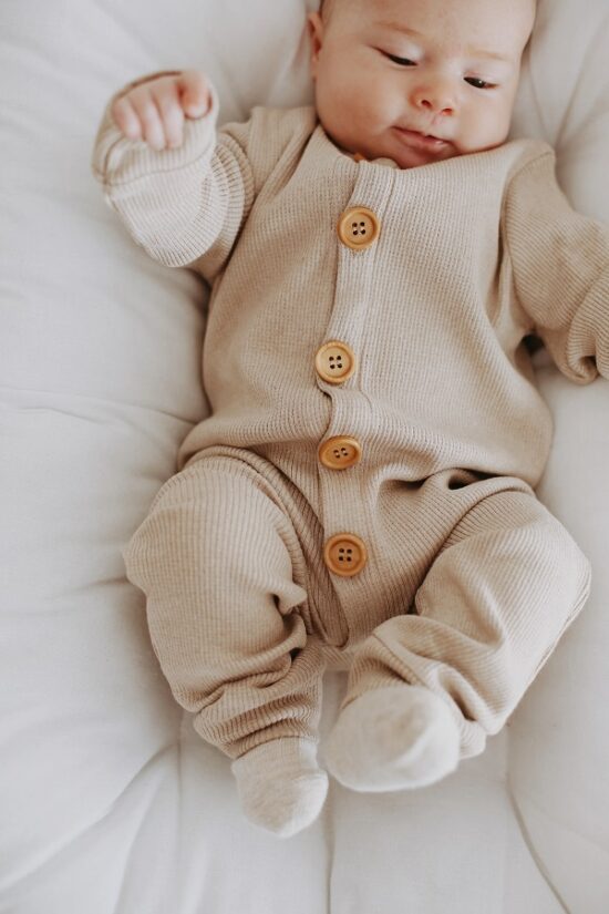 Organic Cotton Front Button Jumpsuit - MINK