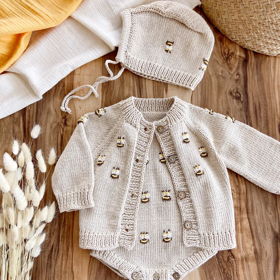 Knit Bee Romper - Beige