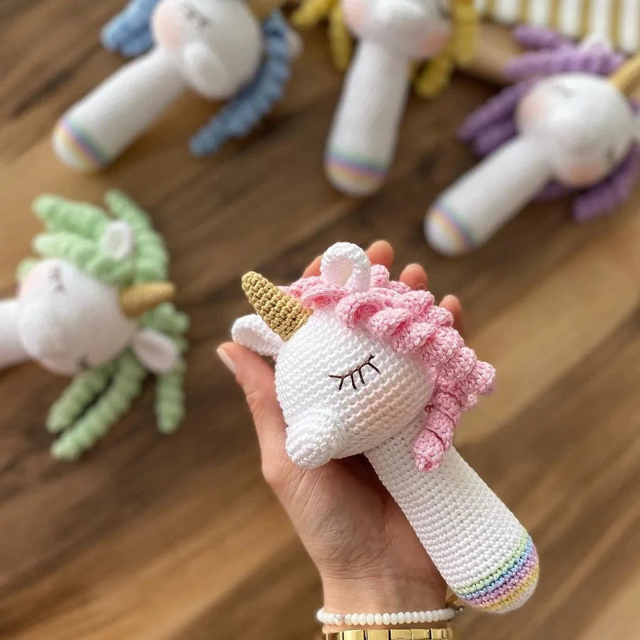 Crochet Unicorn Rattle - Pink