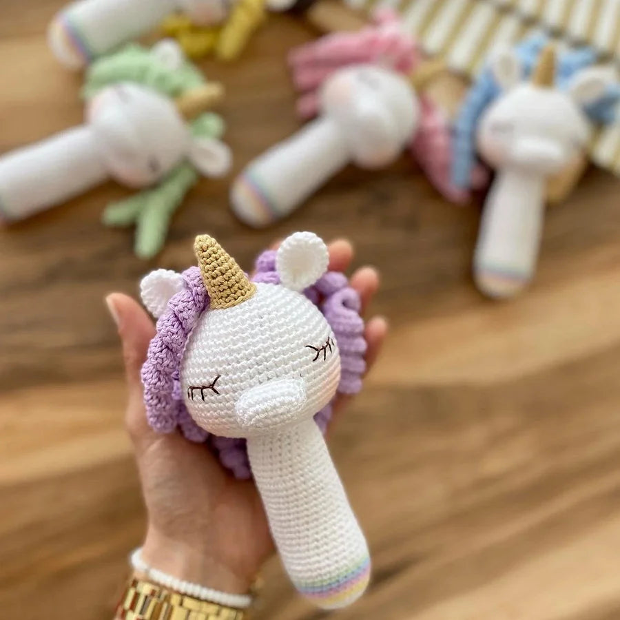 Crochet Unicorn Rattle - Lilac