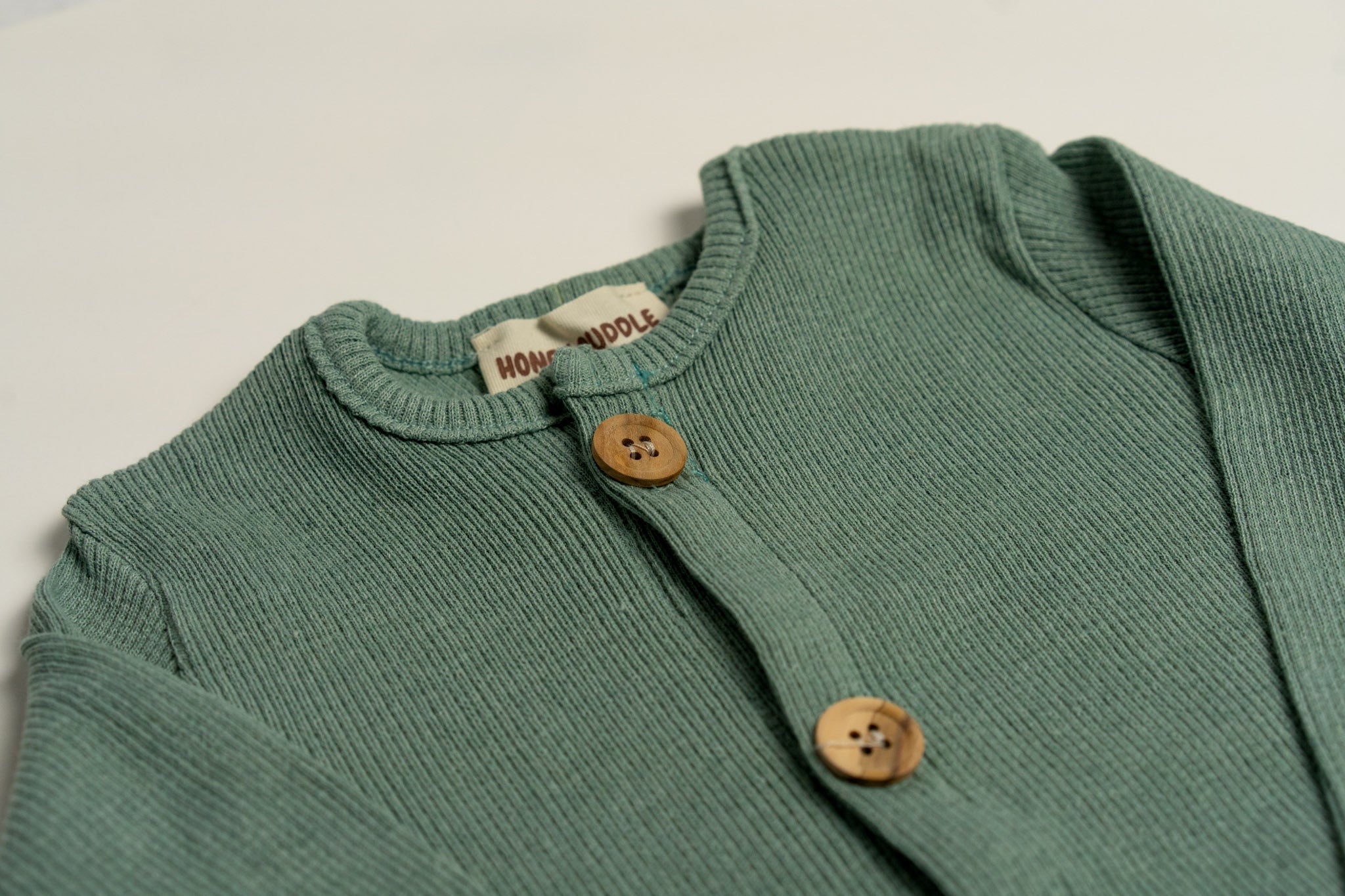 Organic Cotton Front Button Jumpsuit - Mint Green