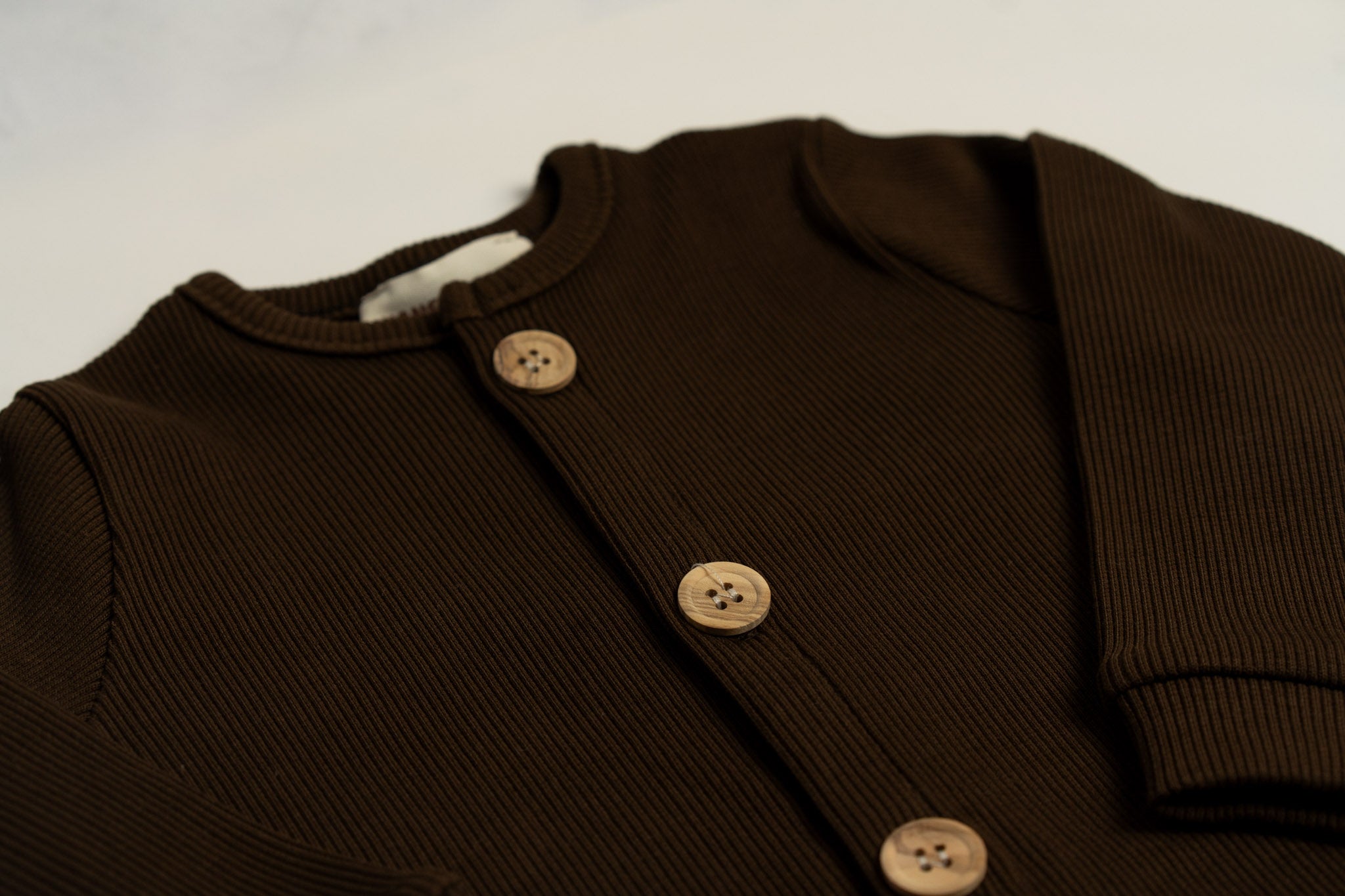 Organic Cotton Front Button Baby Jumpsuit - Brown