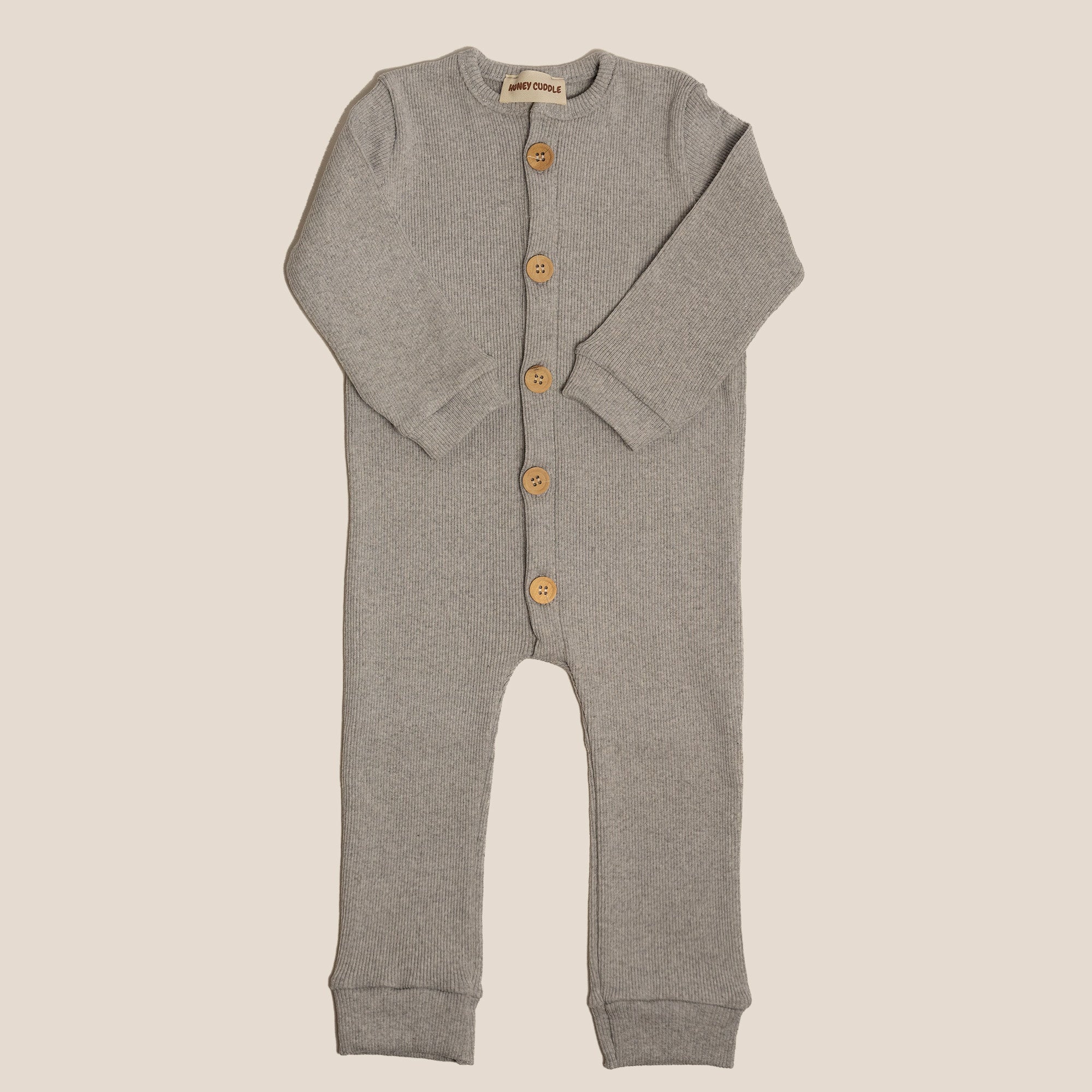 Organic Cotton Front Button Jumpsuit - Gray