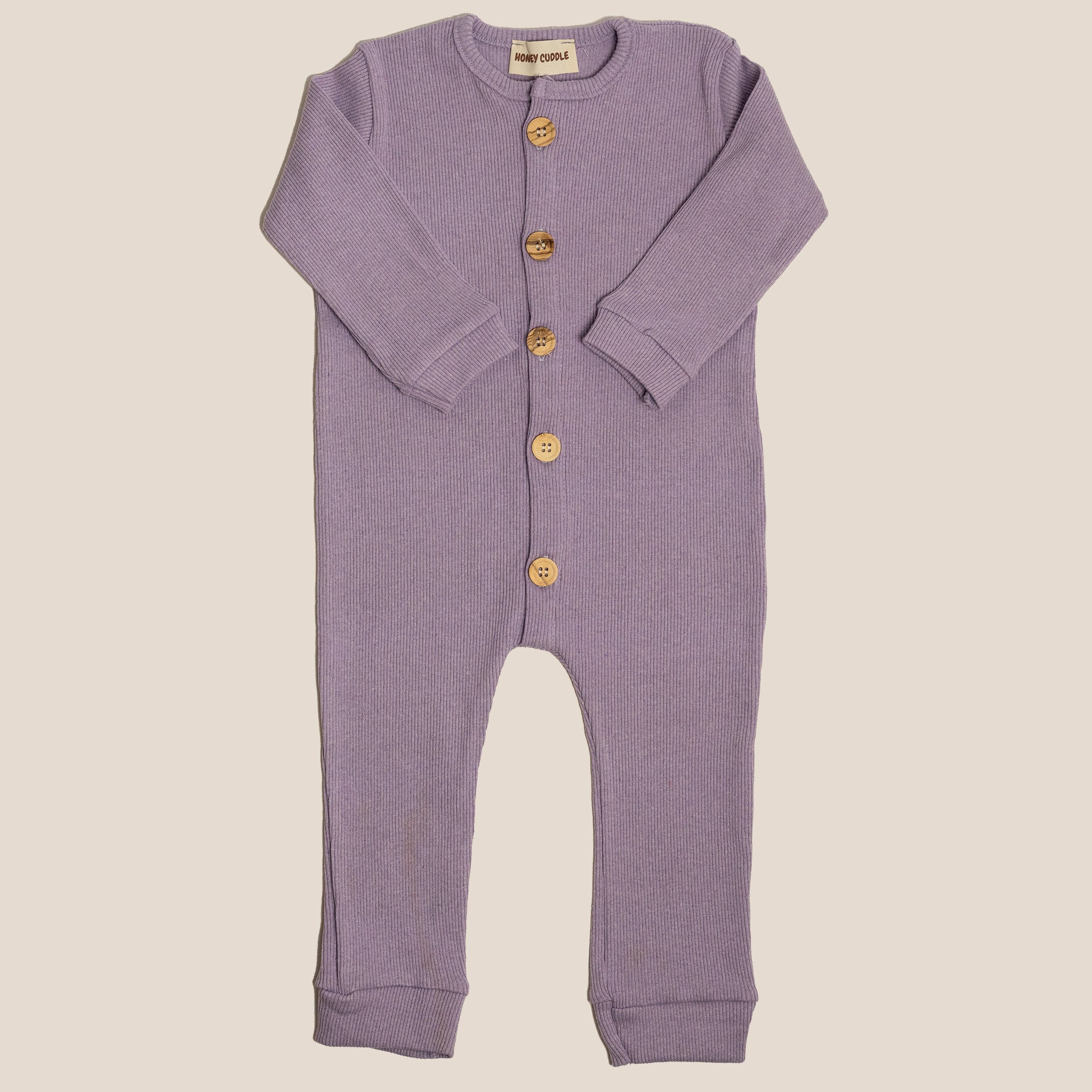 Organic Cotton Front Button Jumpsuit - Lilac