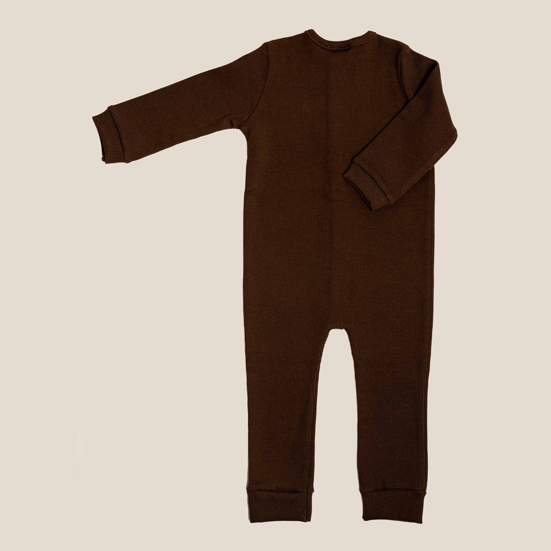 Organic Cotton Front Button Baby Jumpsuit - Brown