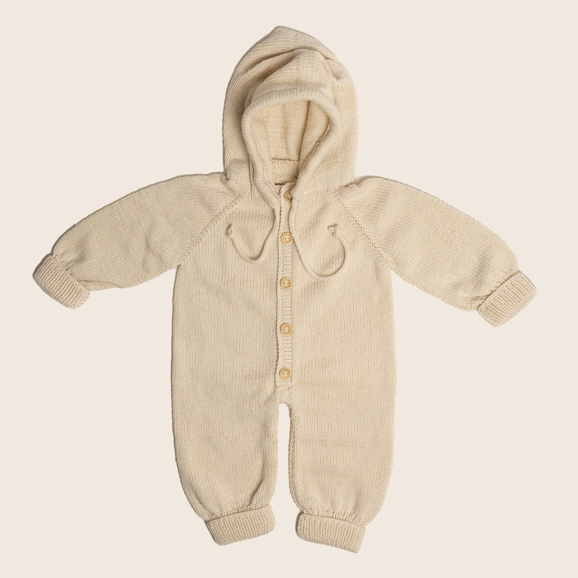 Knit Hooded Jumpsuit - Cream
