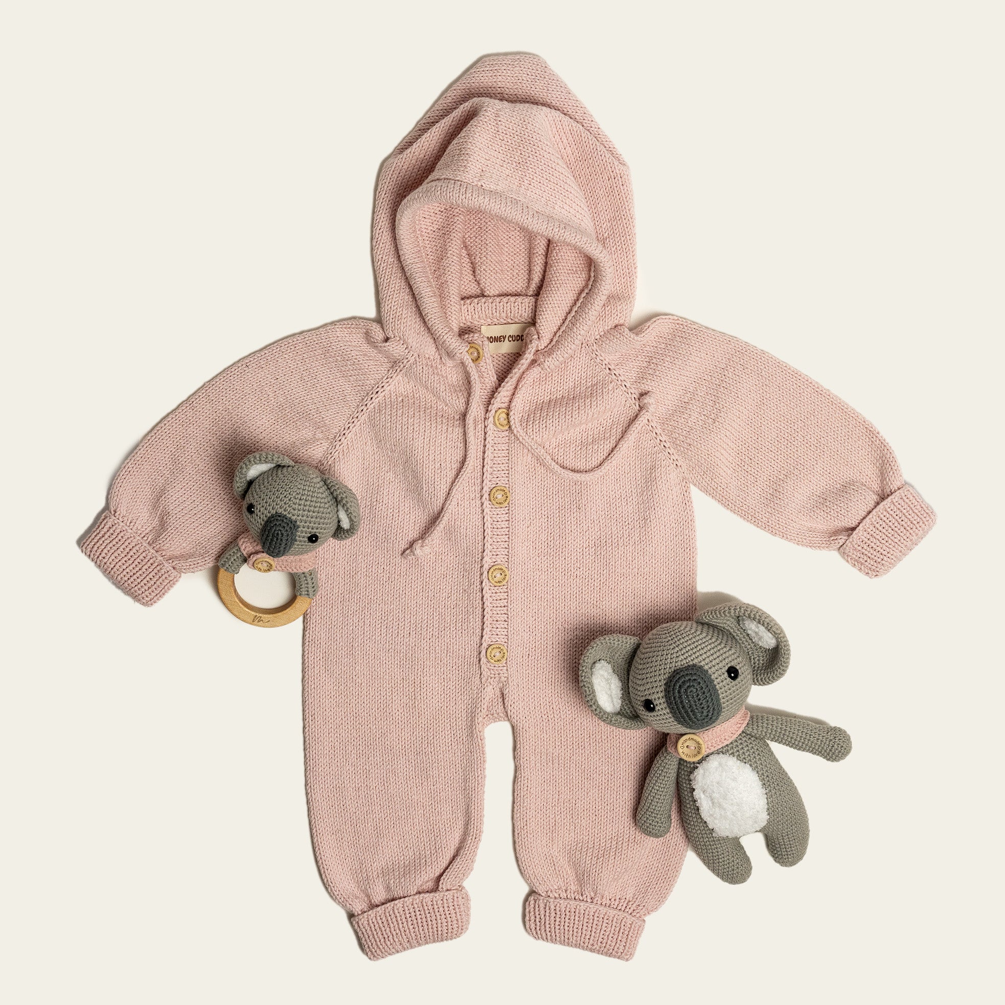 Knit Hooded Jumpsuit - Powder Pink