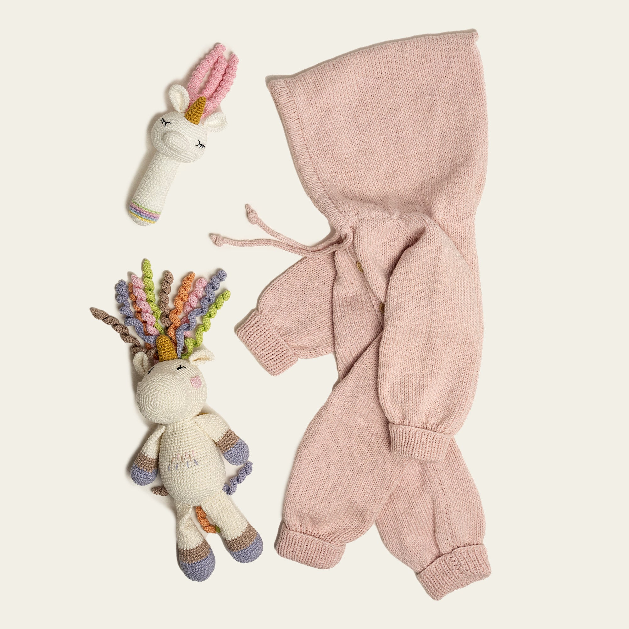 Knit Hooded Jumpsuit - Powder Pink