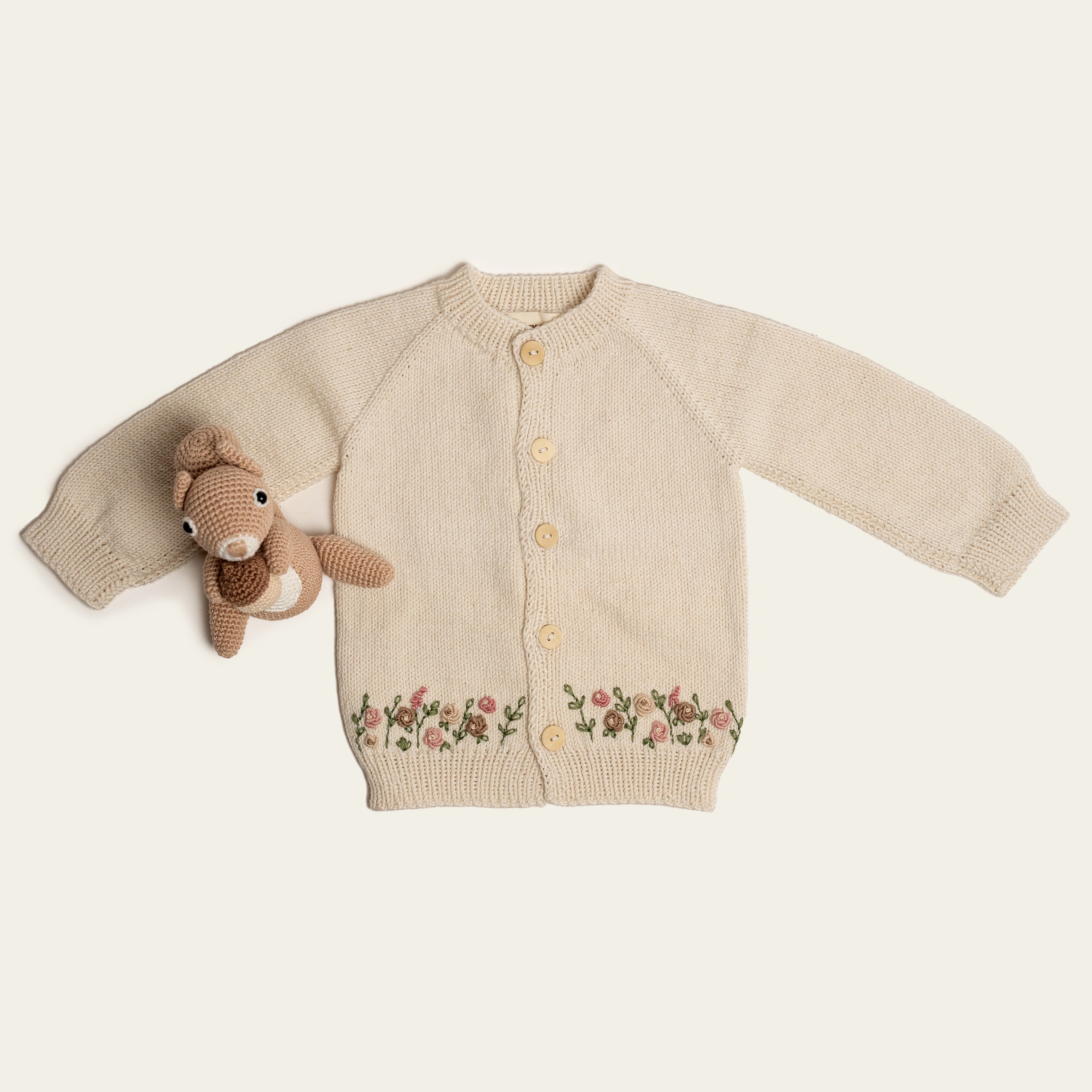 Embroidered Baby Cardigan - Natural