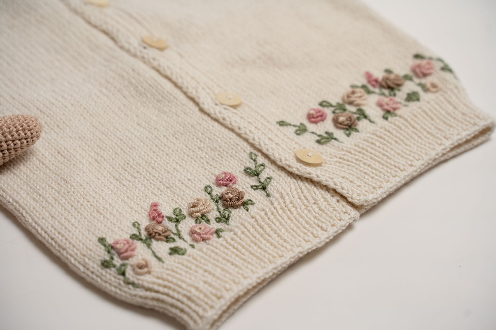 Embroidered Baby Cardigan - Natural