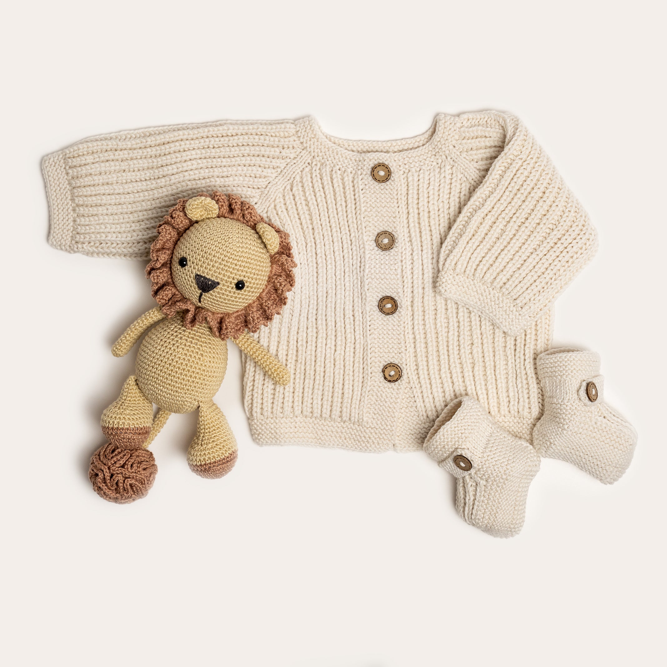 Knit Cardigan - Bootie Set - Cream
