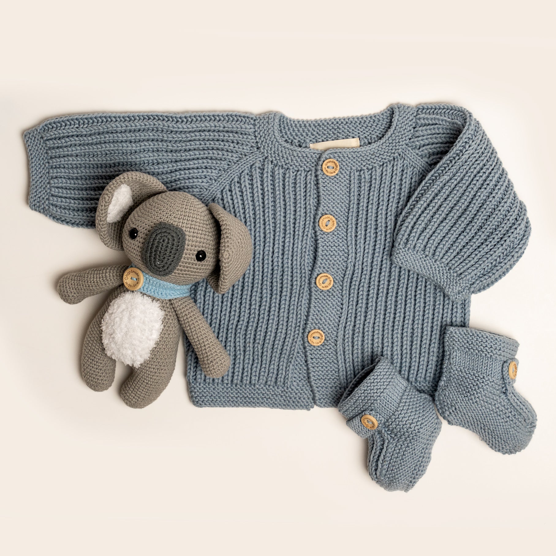 Knit Cardigan - Bootie Set - Blue