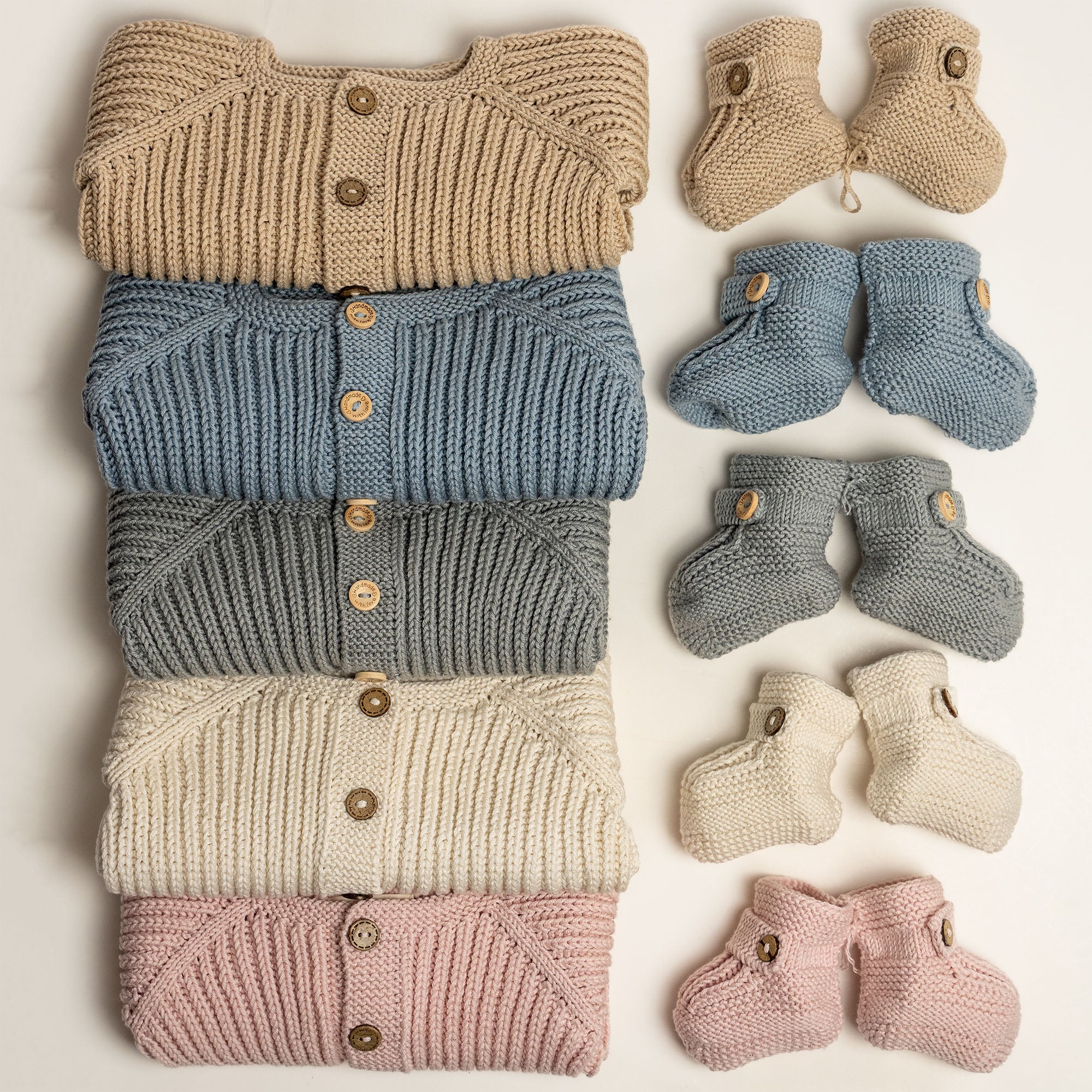 Knit Cardigan - Bootie Set - Beige