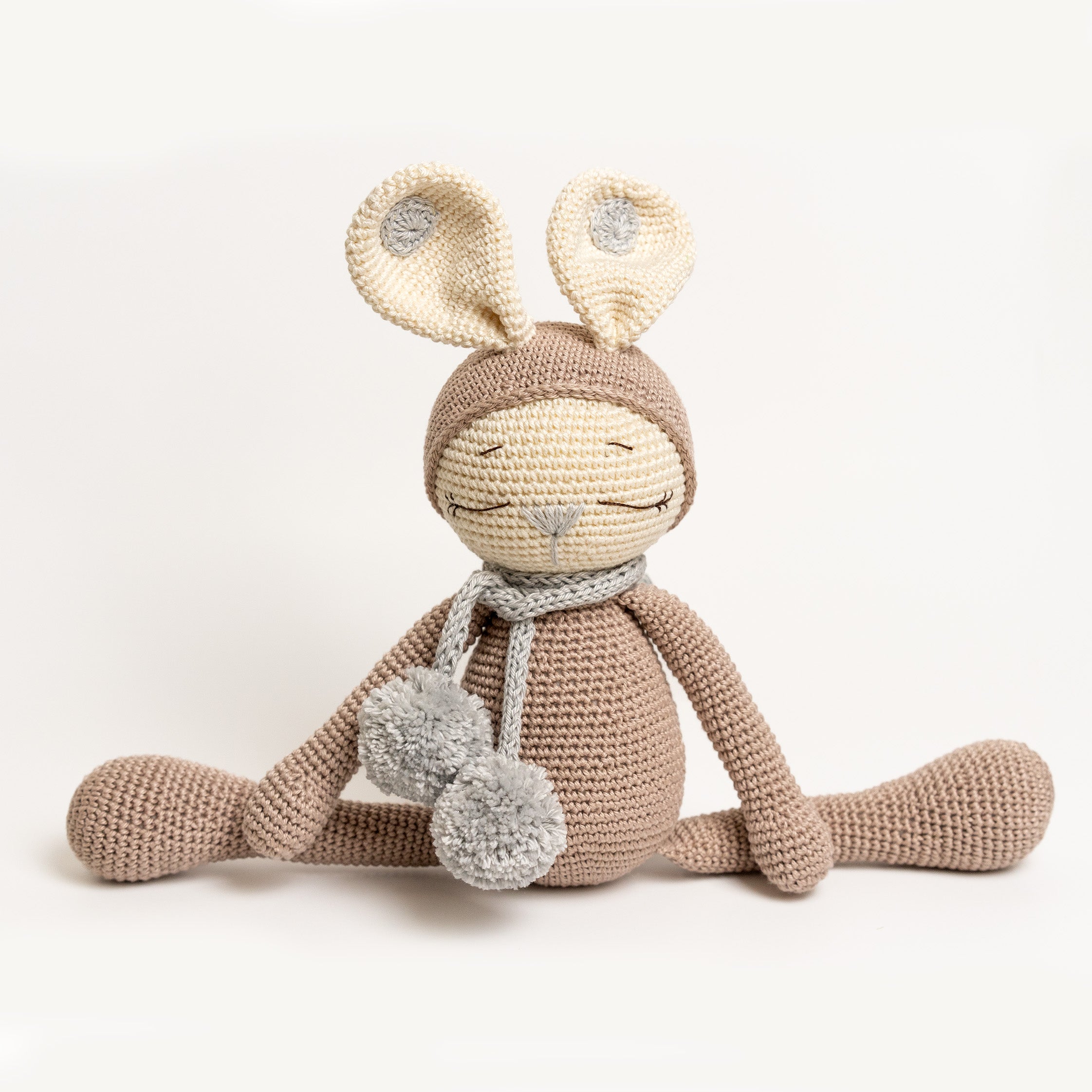 Crochet Sleeping Rabbit - Brown & Beige