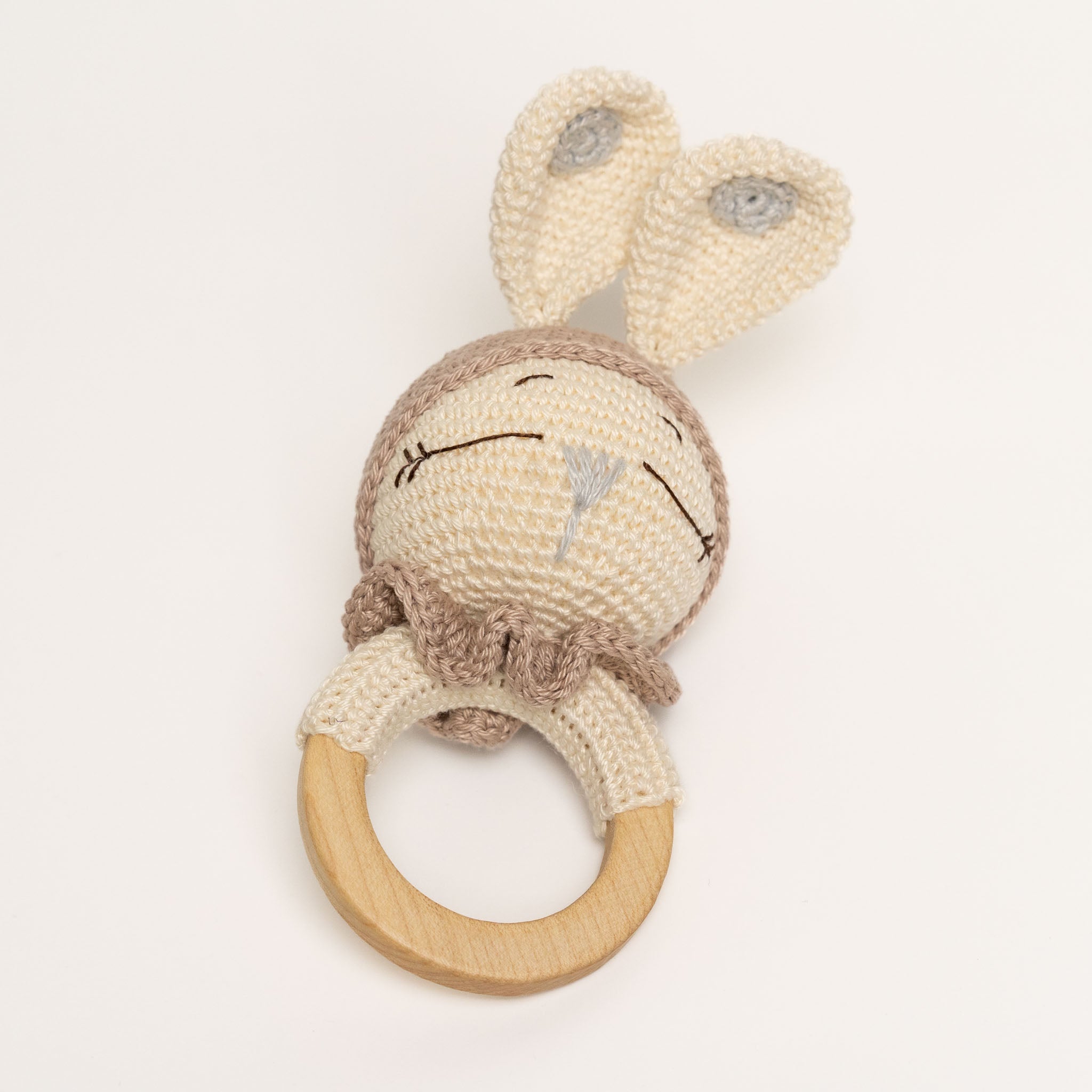 Crochet Sleeping Rattle - Brown & Beige