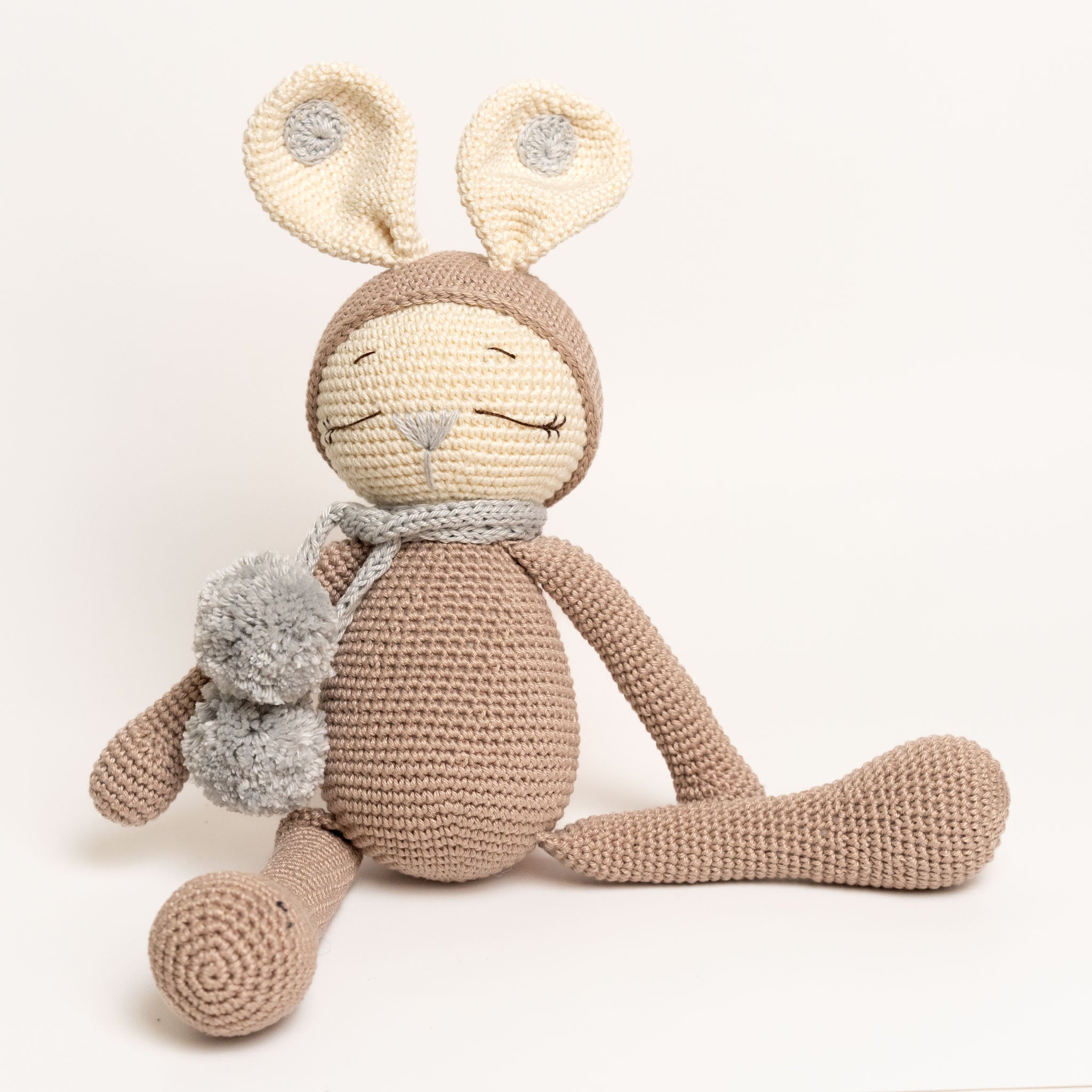Crochet Sleeping Rabbit - Brown & Beige