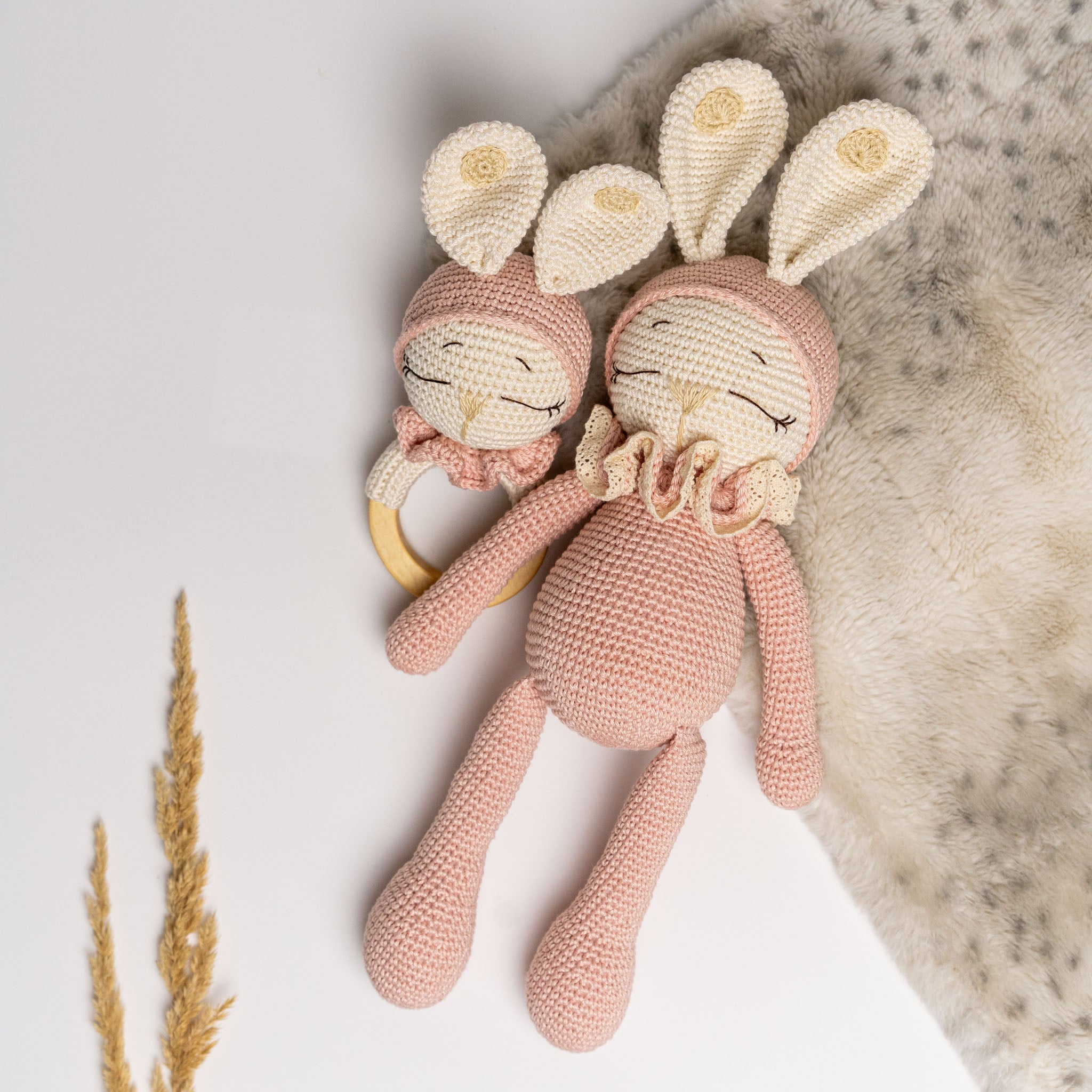 Crochet Sleeping Rabbit - Powder & Cream