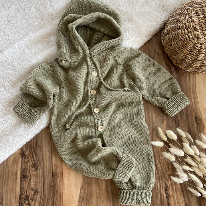 Knit Hooded Jumpsuit - Green