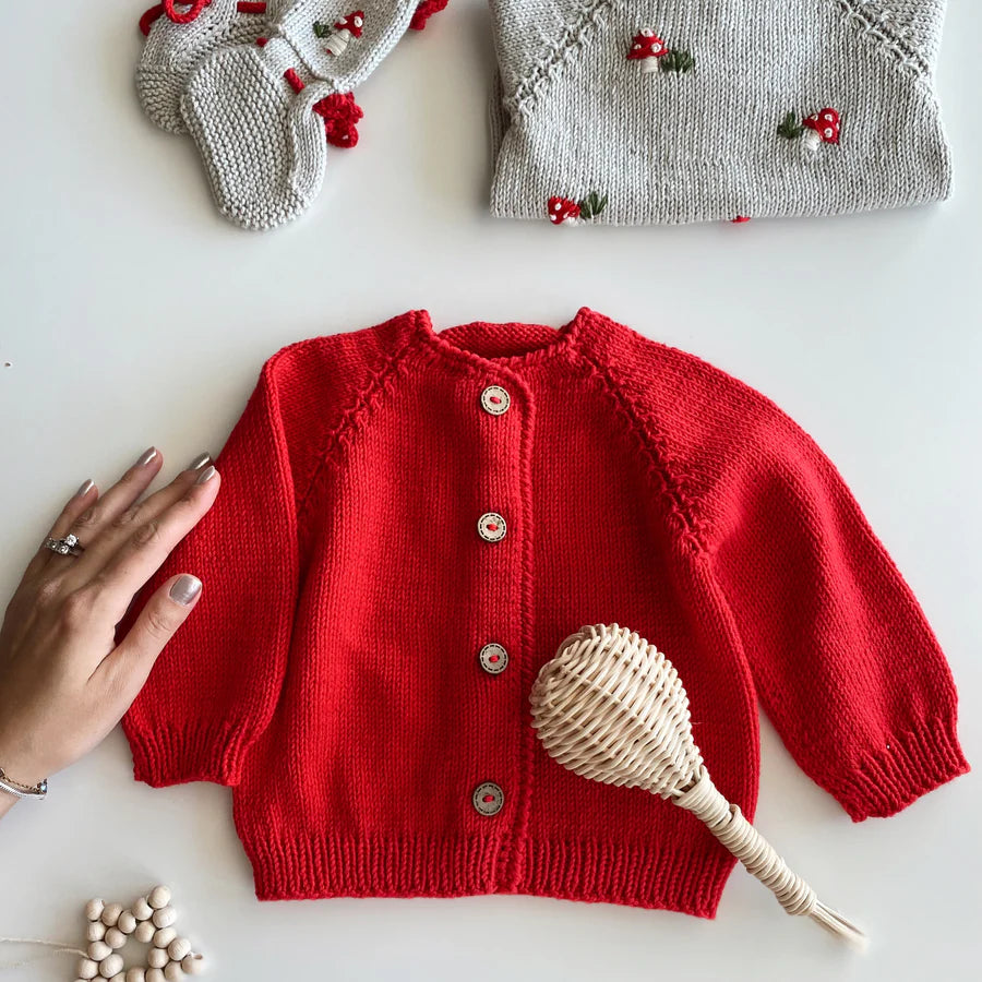 KNIT CARDIGAN - RED