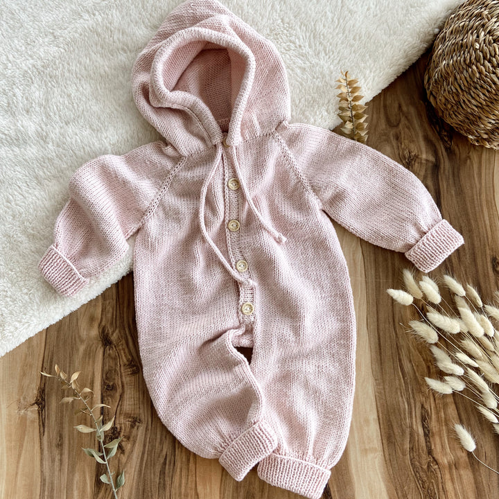Knit Hooded Jumpsuit - Powder Pink