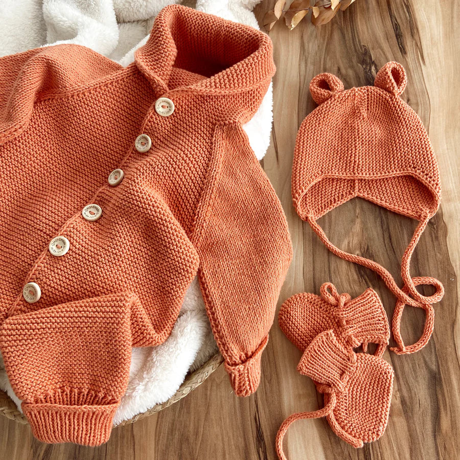 Knit Hooded Jumpsuit - Orange