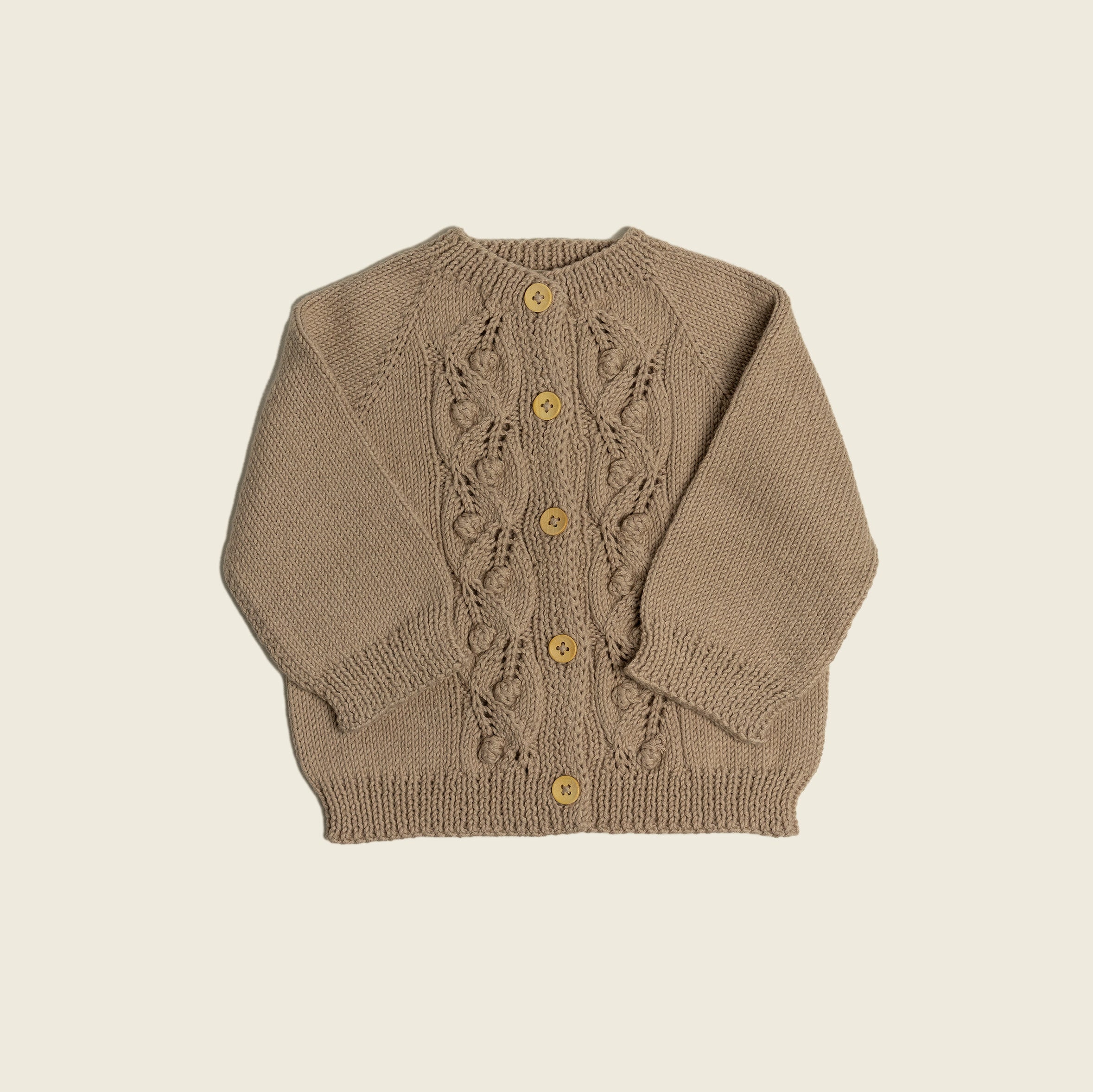 Knit Embroidered Cardigan-Sand Beige