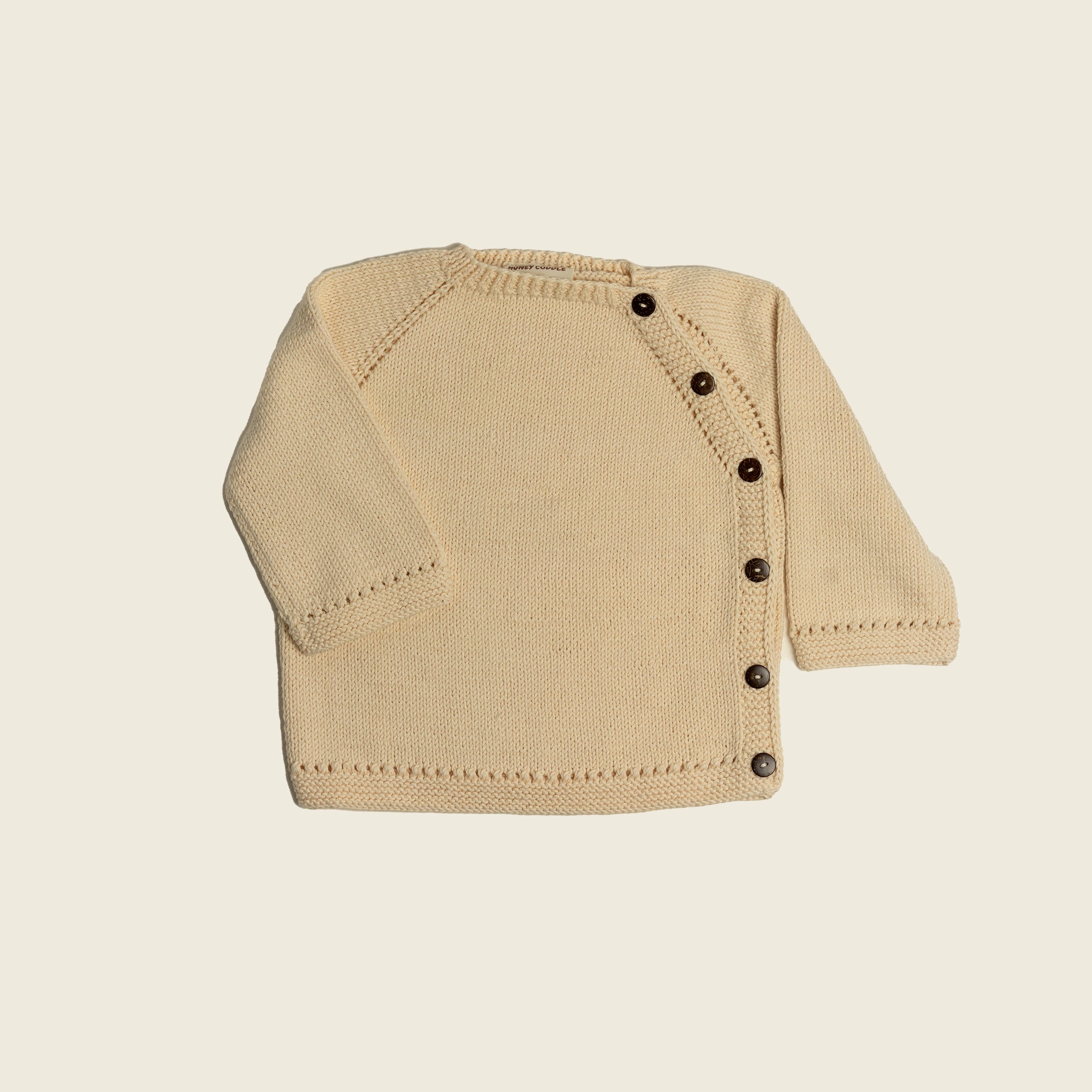 Knit Side-Button Sweater-Natural