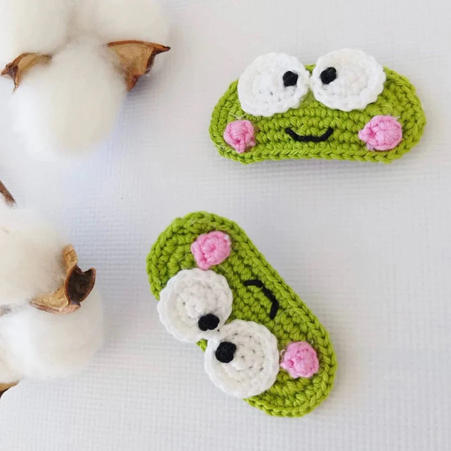 Knit Frog Hairclips - Two Pieces