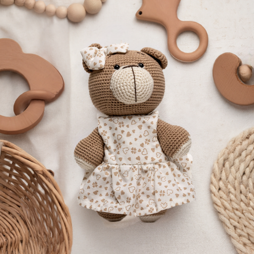 Crochet Teddy Tuffy with Hairbow