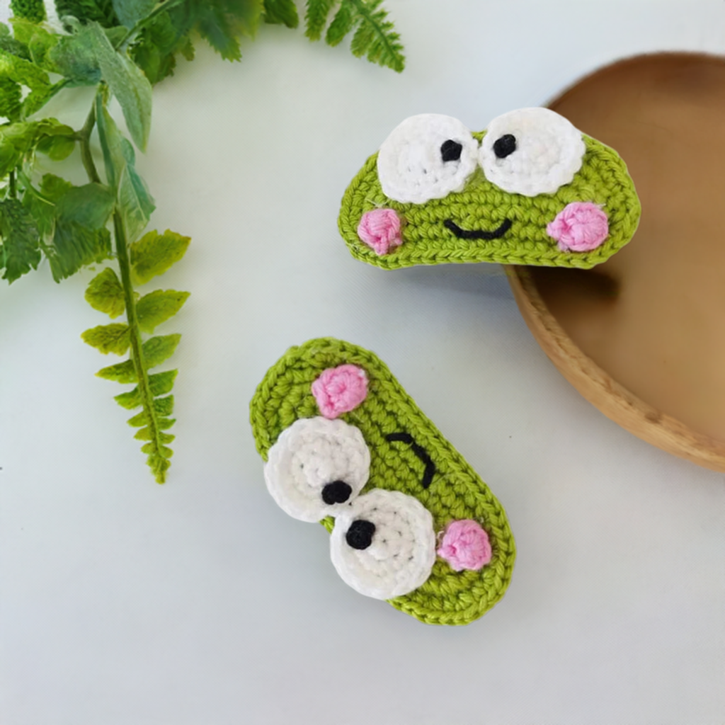 Knit Frog Hairclips - Two Pieces
