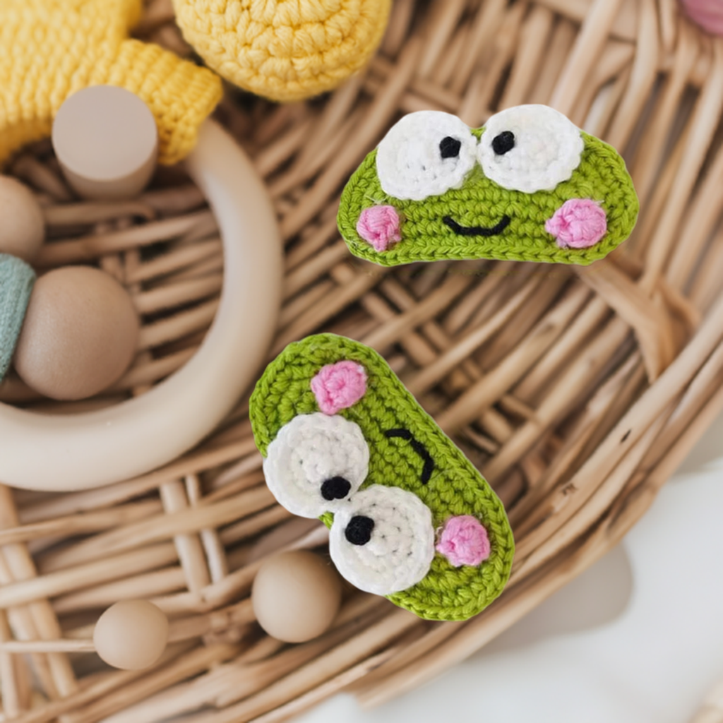 Knit Frog Hairclips - Two Pieces