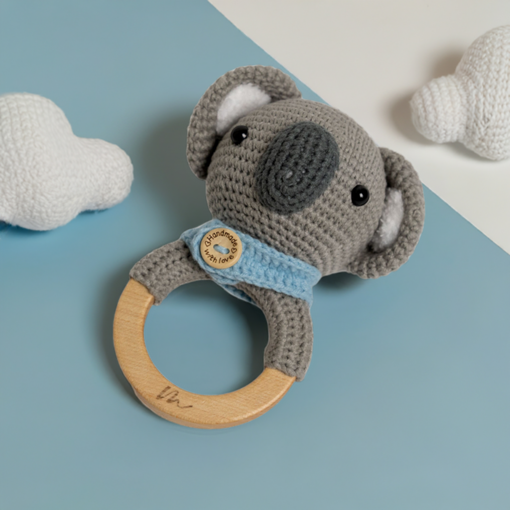 Crochet Koala Rattle - Blue