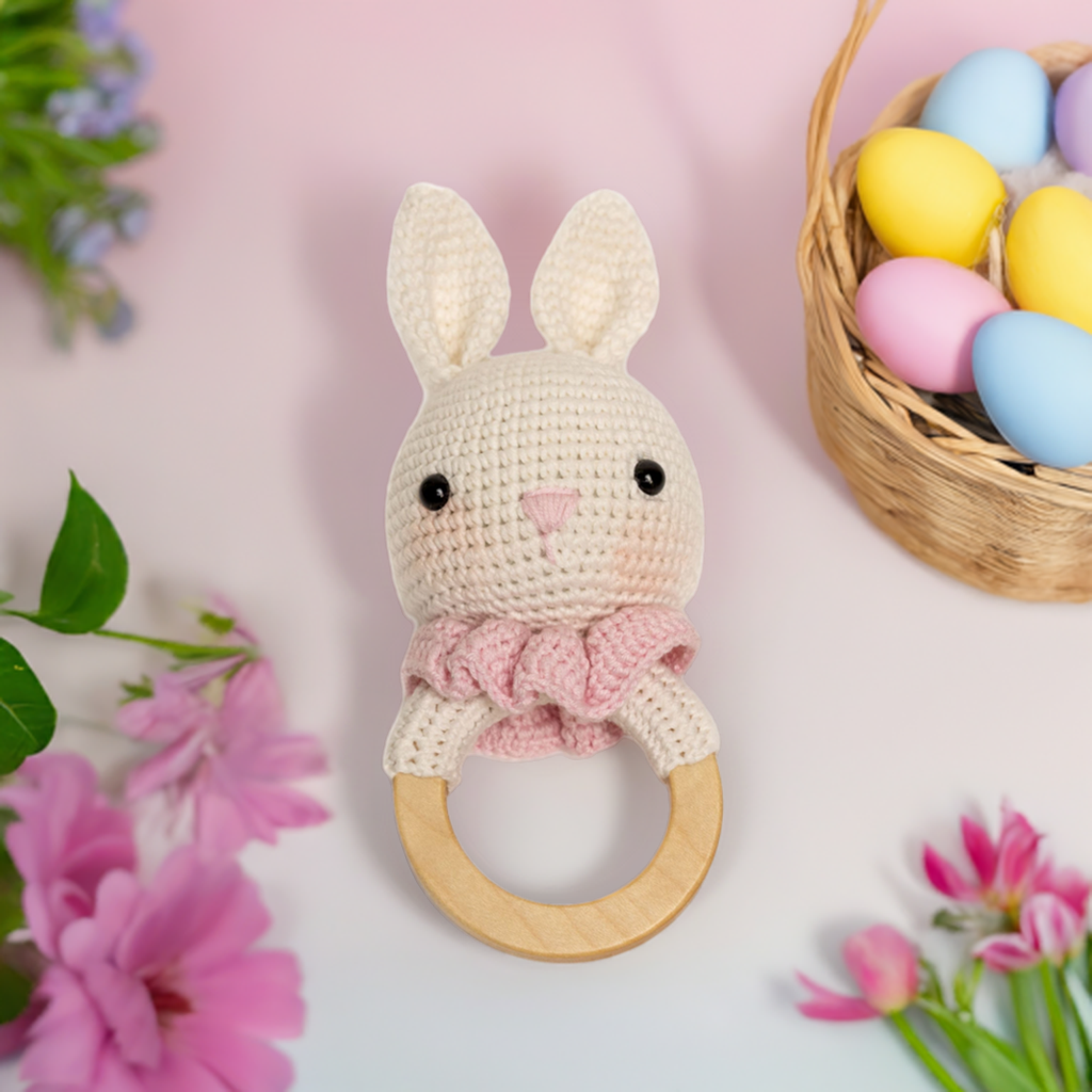 Crochet Rabbit Rattle - Pink