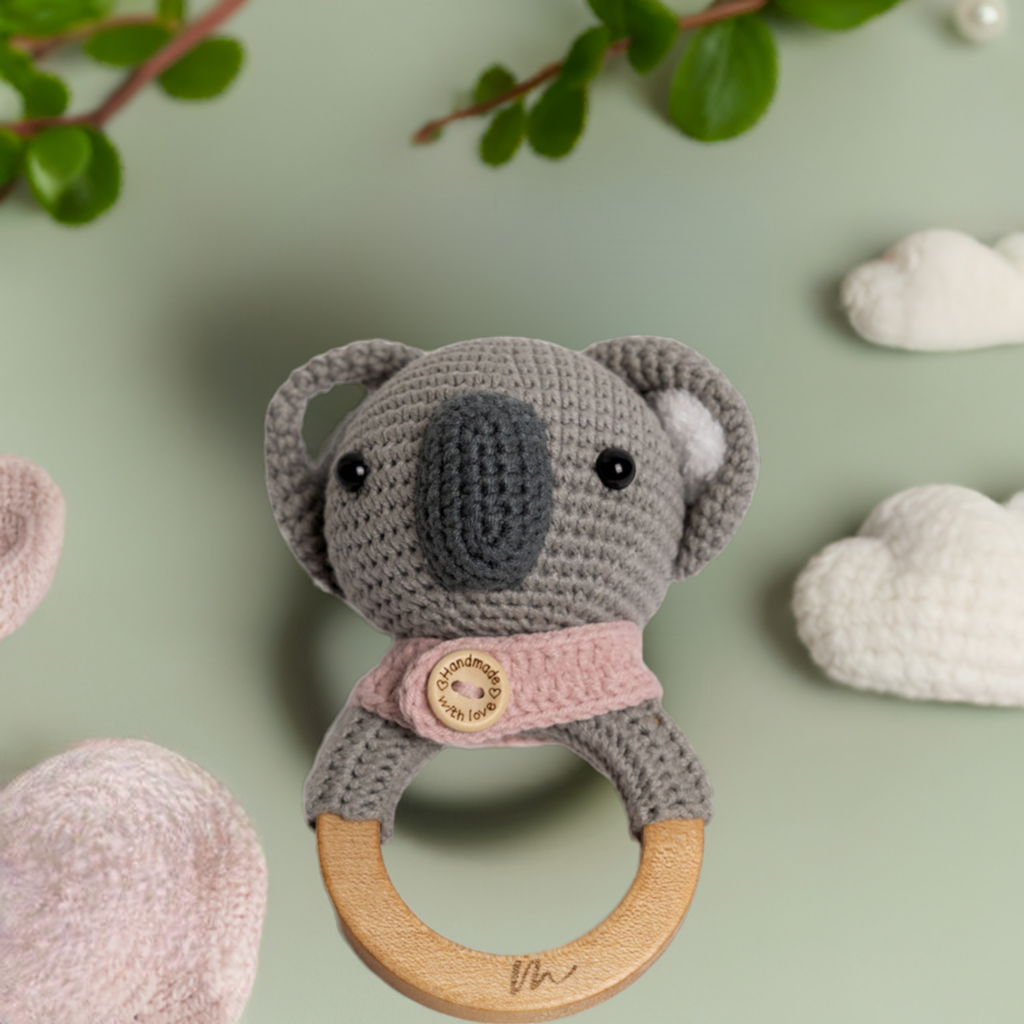 Crochet Koala Rattle - Pink
