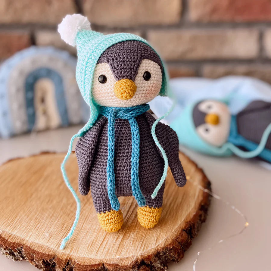 Crochet Penguin with Blue Hat