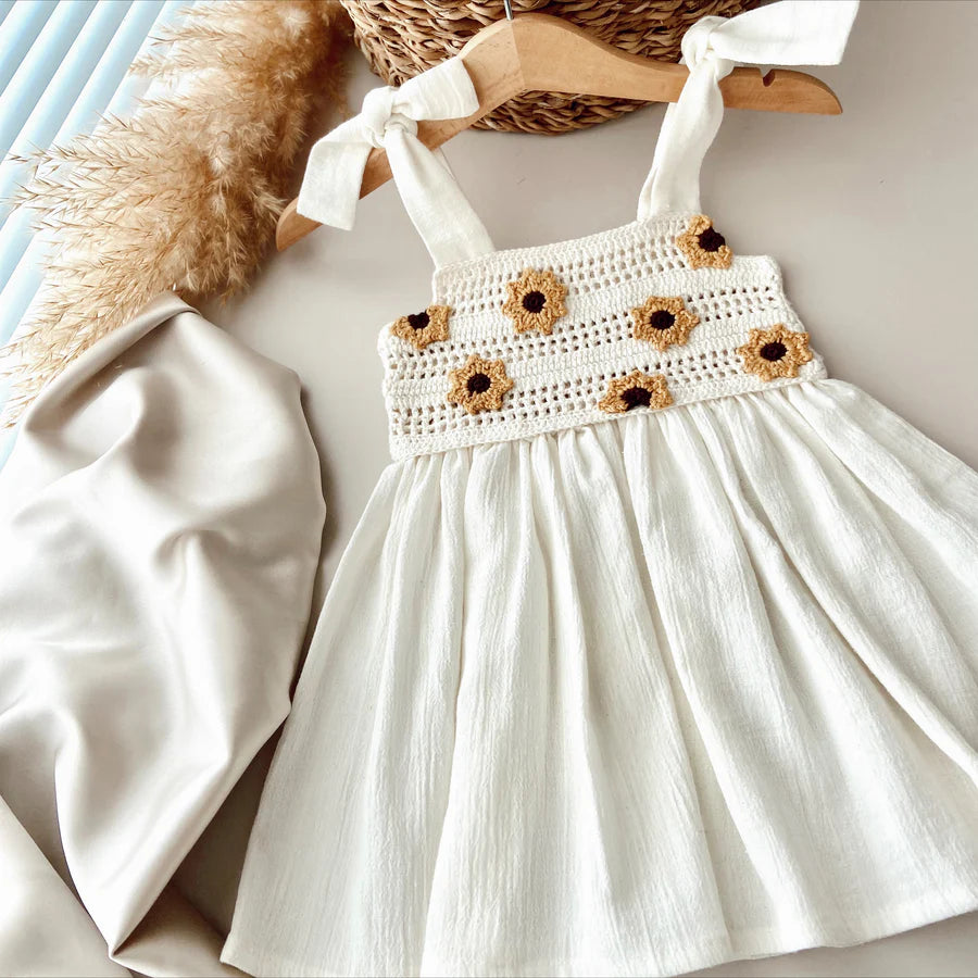 Knit Sunflower Dress with Hairclips