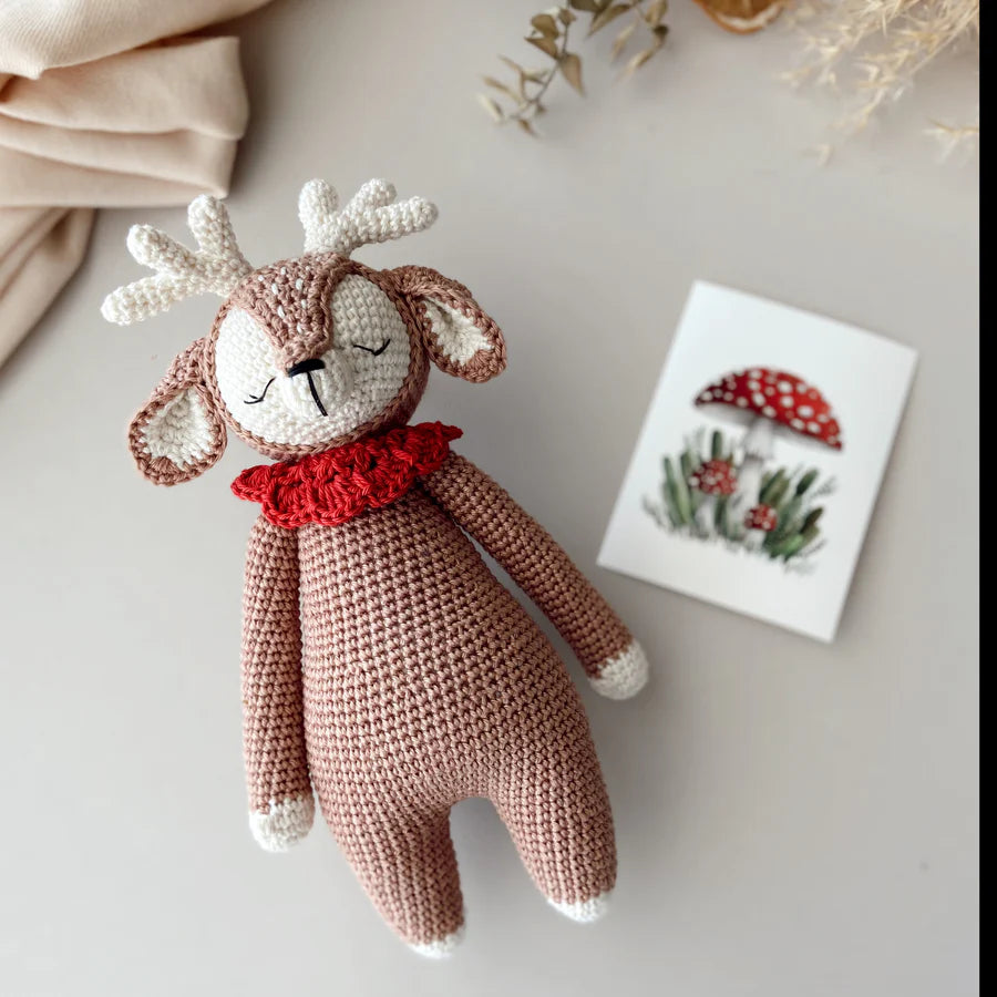 Crochet Red-Collared Deer Toy