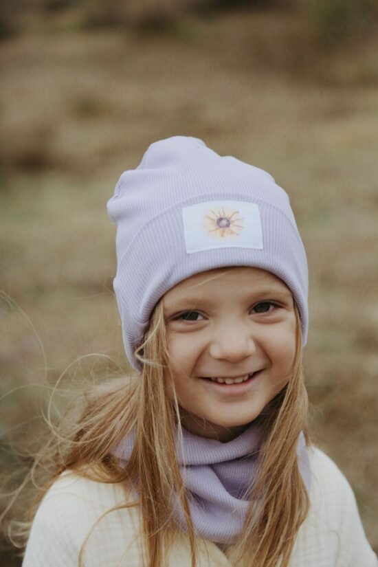 Organic Cotton Ribbed Beanie-Lilac