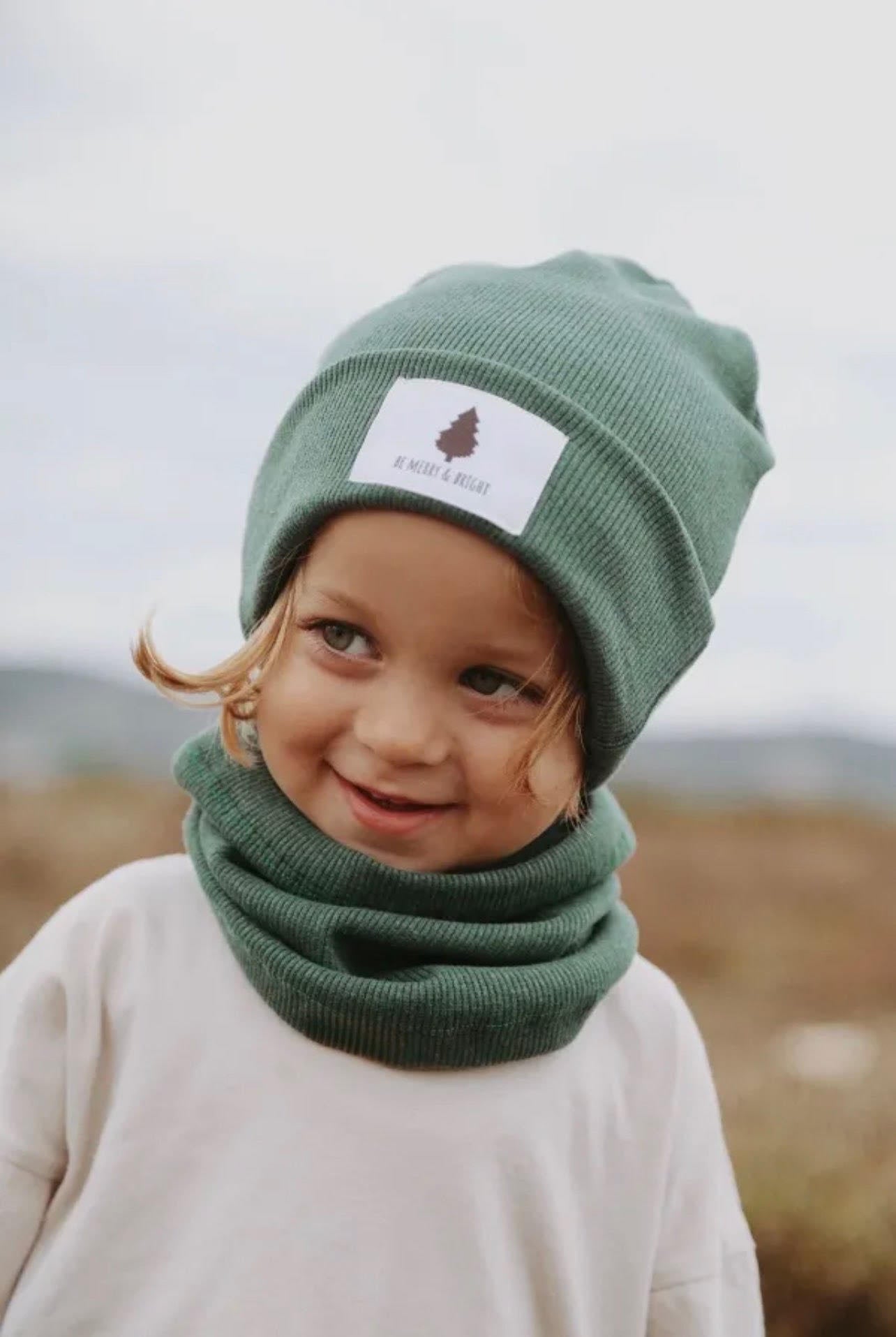 Organic Cotton Ribbed Beanie-Green