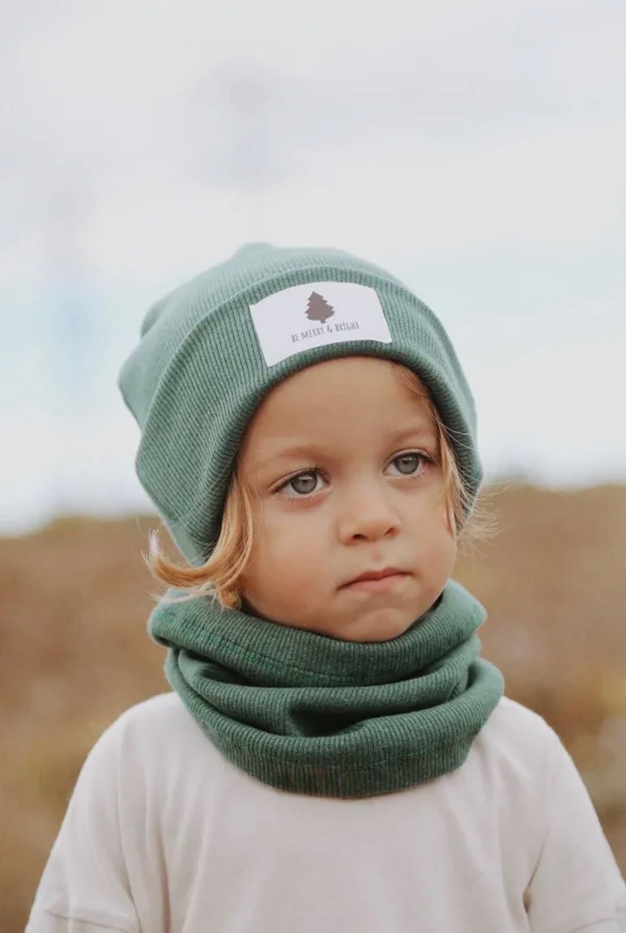 Organic Cotton Ribbed Beanie-Green