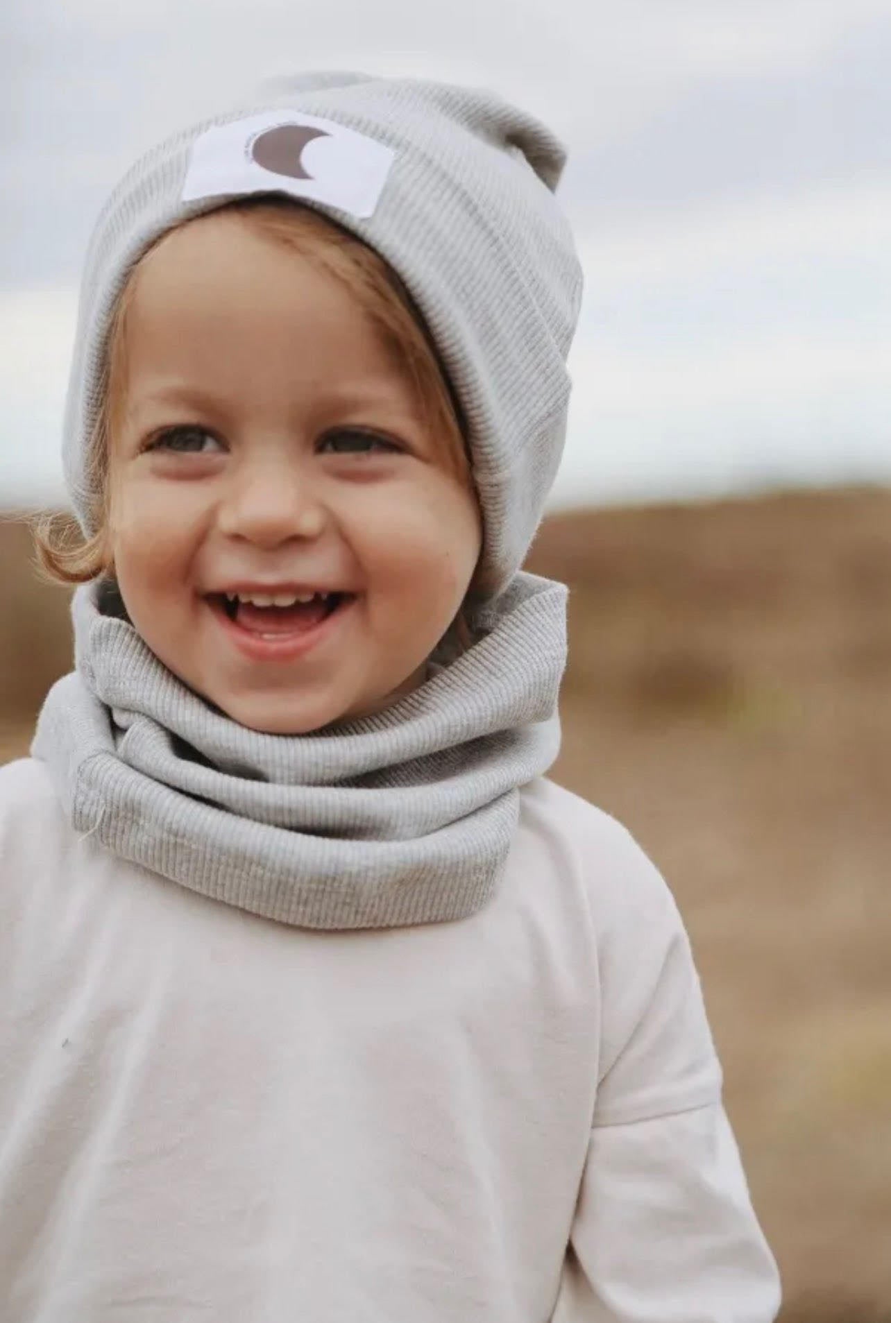 Organic Cotton Ribbed Beanie-Gray