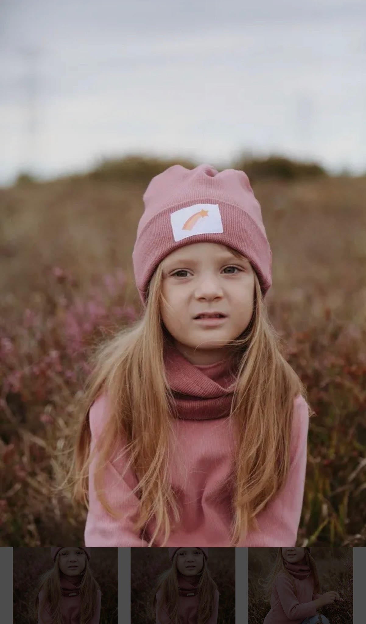Organic Cotton Ribbed Beanie-Rose