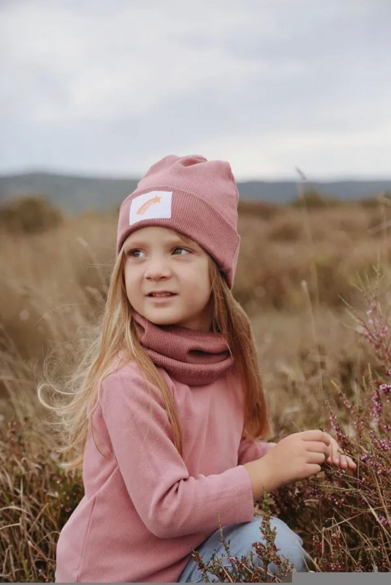 Organic Cotton Ribbed Beanie-Rose