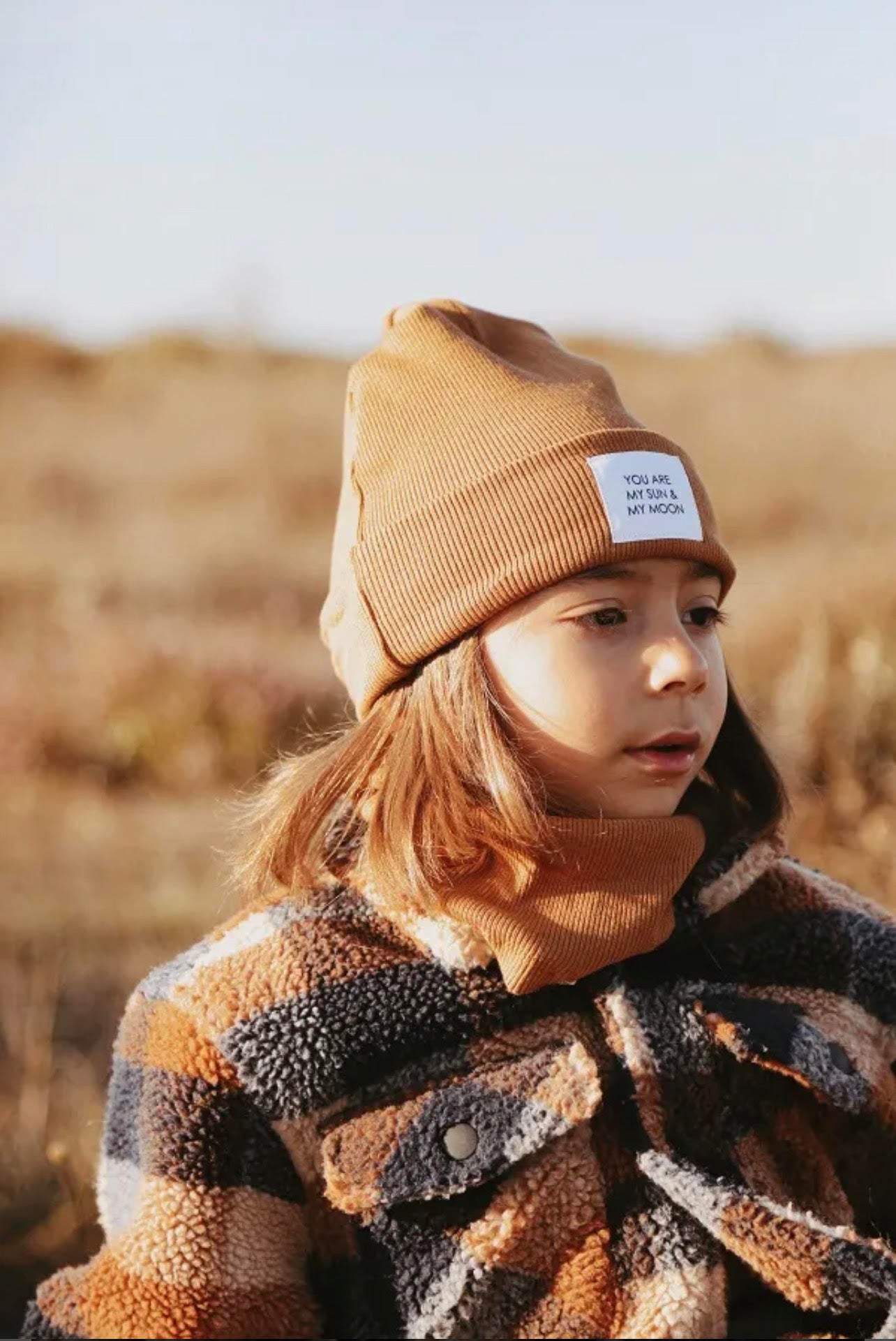 Organic Cotton Ribbed Beanie-CINNAMON