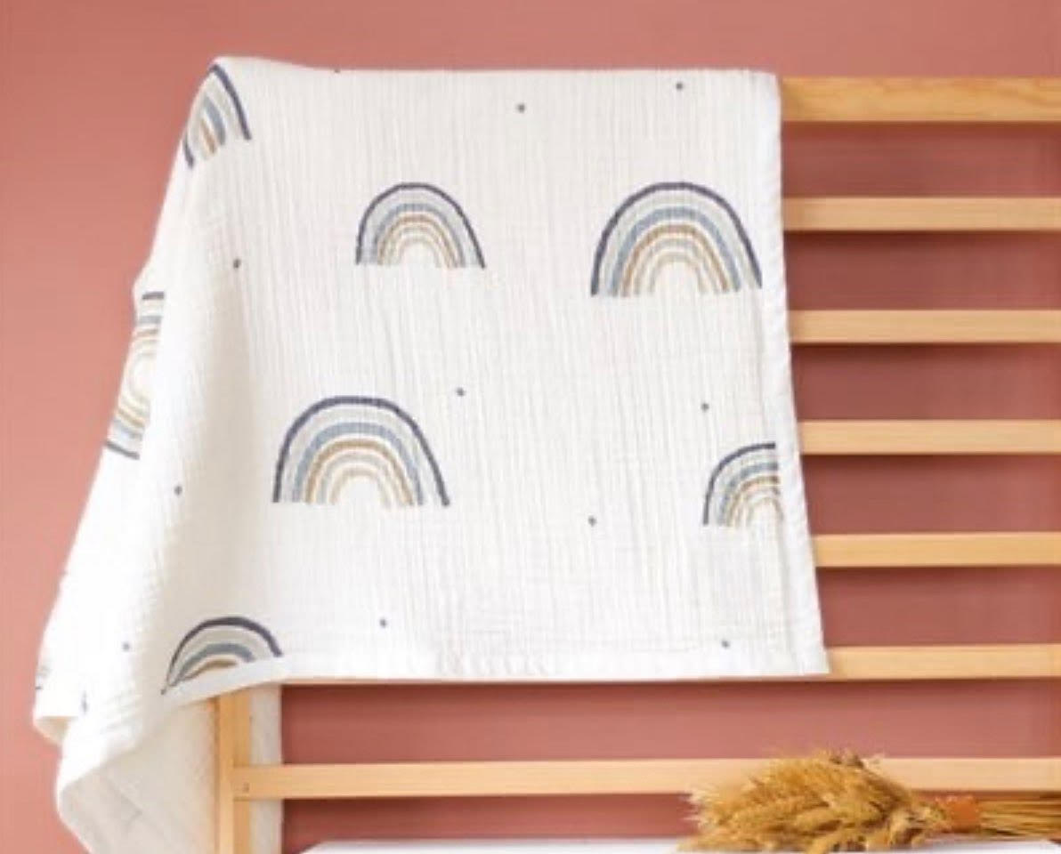 MUSLIN UNICORN BLANKET - BLUE