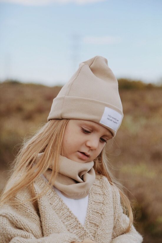 Organic Cotton Ribbed Beanie-MINK