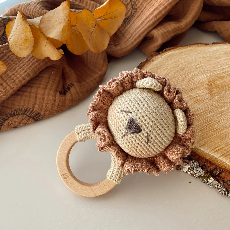 Crochet Lion Rattle - Light Brown